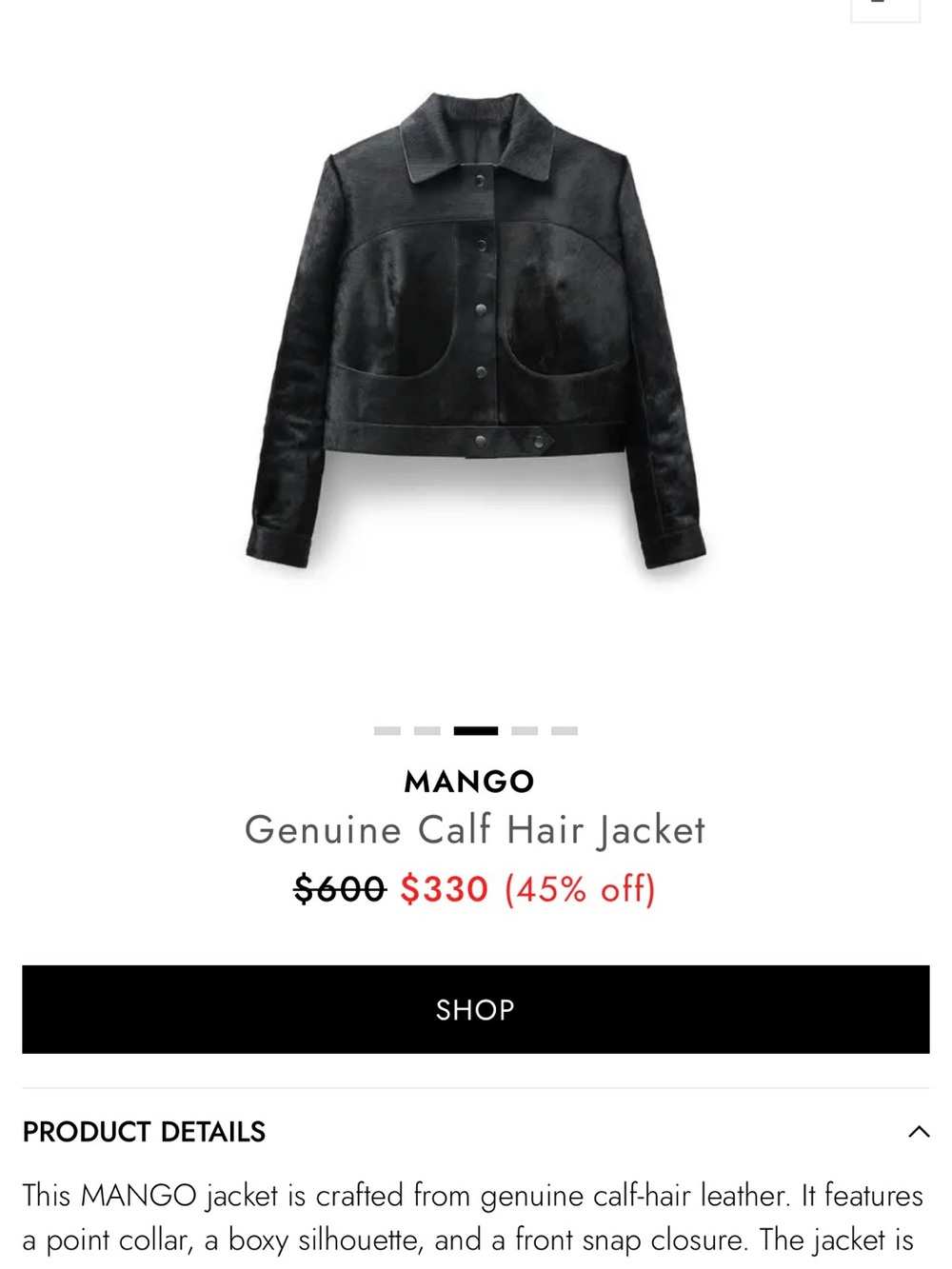 Mango Black Calf-Hair Cropped Jacket